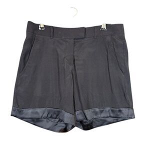 Theory Silk Shorts Black Cuffed Button and Zip Closure Pockets Size 0
